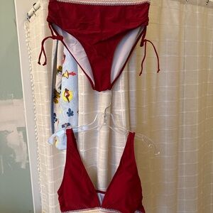 Blooming Jelly Red Bikini Set High Waisted Swimsuit Women’s Large